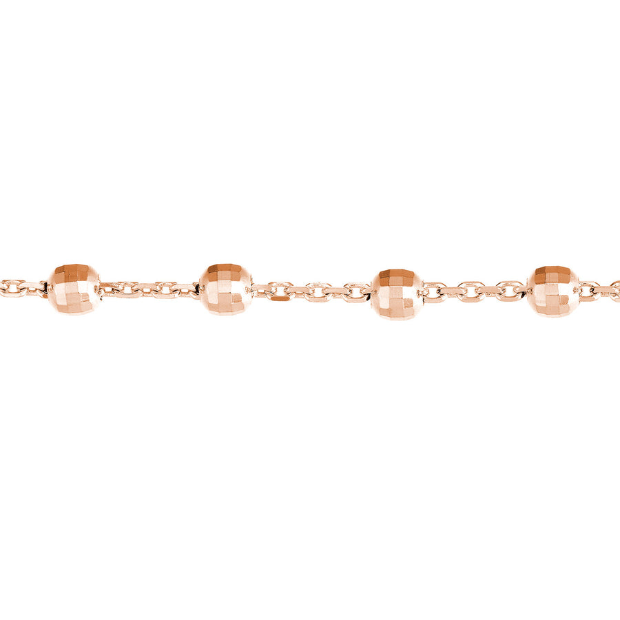Real 14K Solid Gold Beaded Chain Bracelet