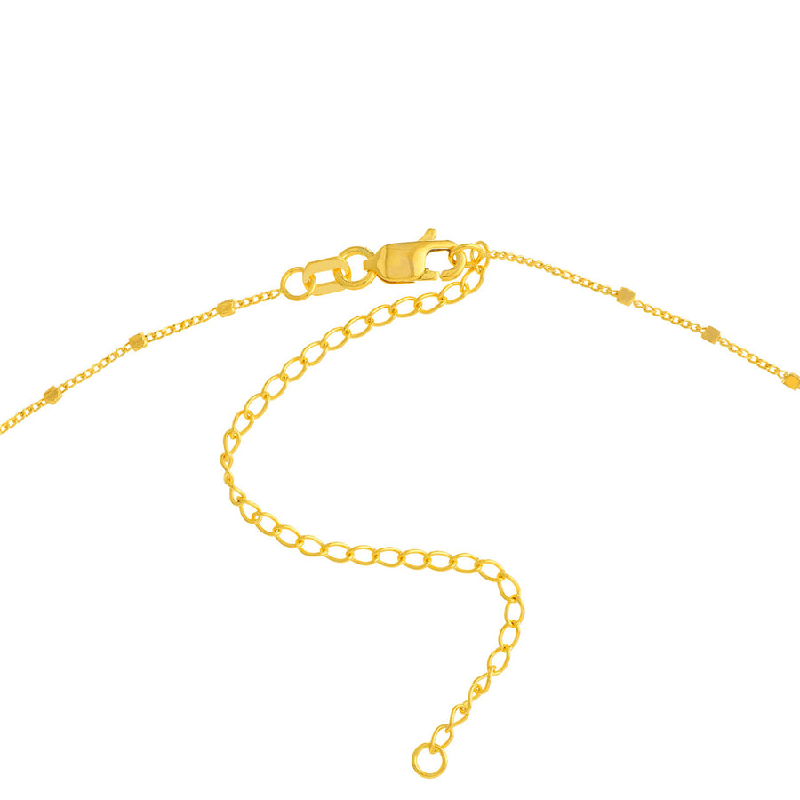 Real 14K Solid Gold Beaded Station Chain Choker Necklace