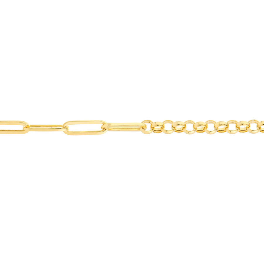 14K Real Gold 50/50 Paperclip and Rolo Chain Bracelet