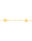 Real 14K Solid Gold Star Charm Bracelet