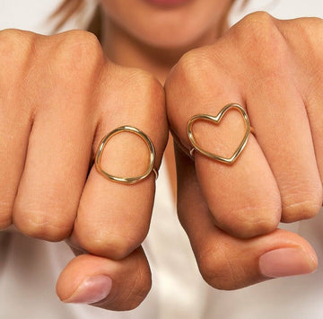 Real 14K Solid Gold Open Heart Ring