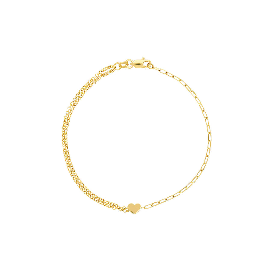 Real 14K Solid Gold Heart Charm Bracelet