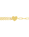 Real 14K Solid Gold Heart Charm Bracelet