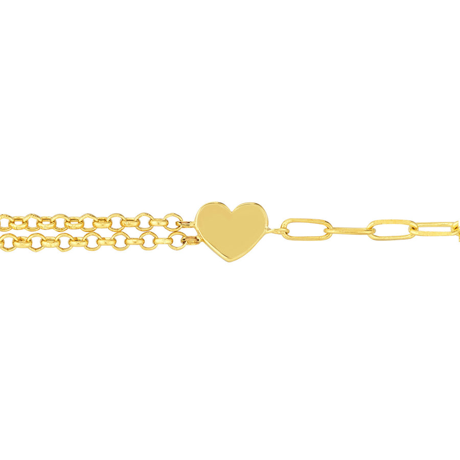 Real 14K Solid Gold Heart Charm Bracelet
