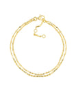 Real 14K Solid Gold Valentino and Hammered Mariner Chain Bracelet