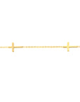 Real 14K Solid Gold Sideways Cross Bracelet