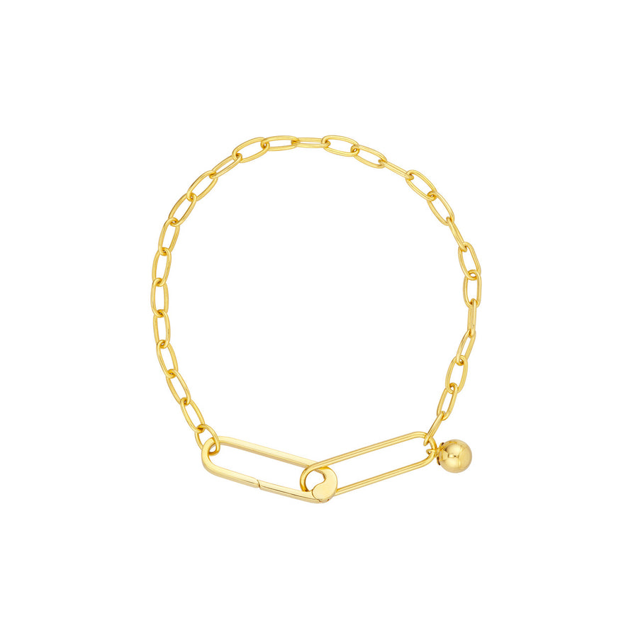 Real 14K Solid Gold Paperclip Chain Bracelet With Push Lock