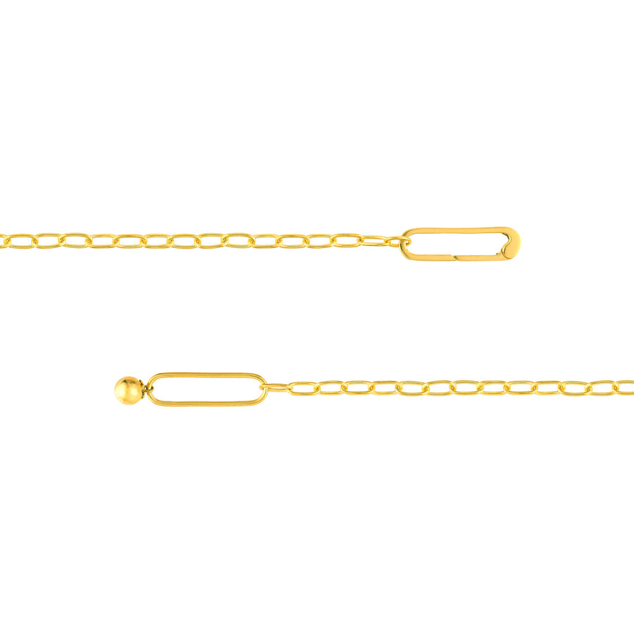Real 14K Solid Gold Paperclip Chain Bracelet With Push Lock
