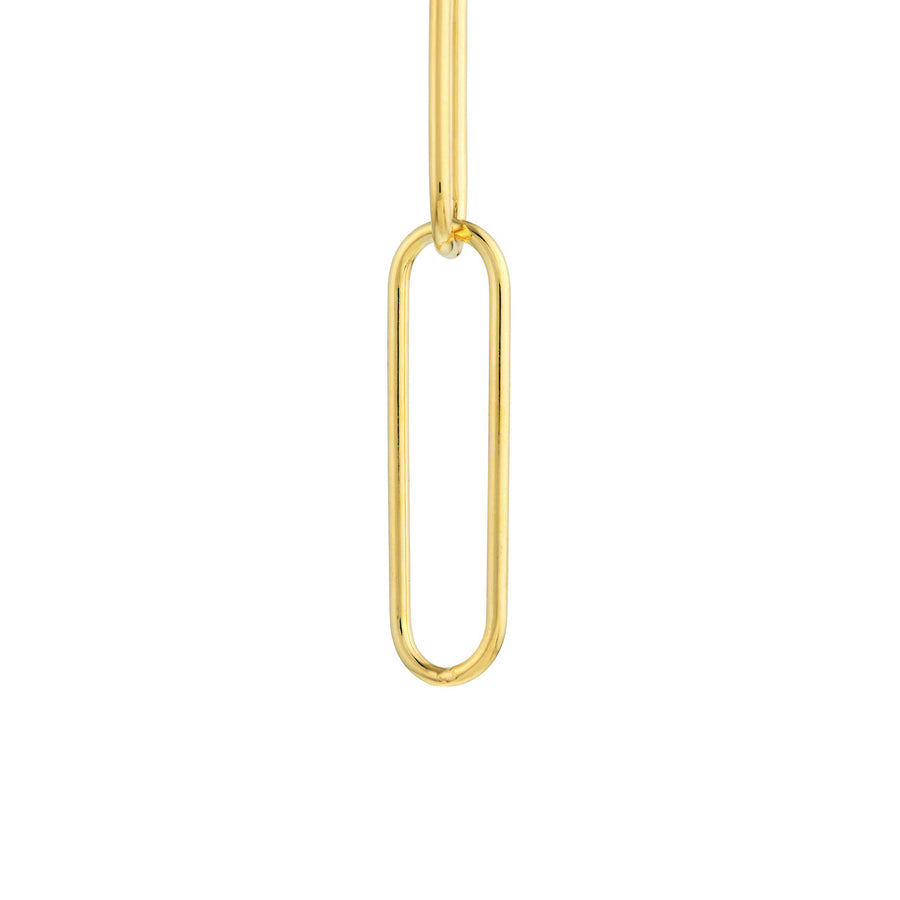 Real 14K Solid Gold Paper Clip Link Chain Earrings
