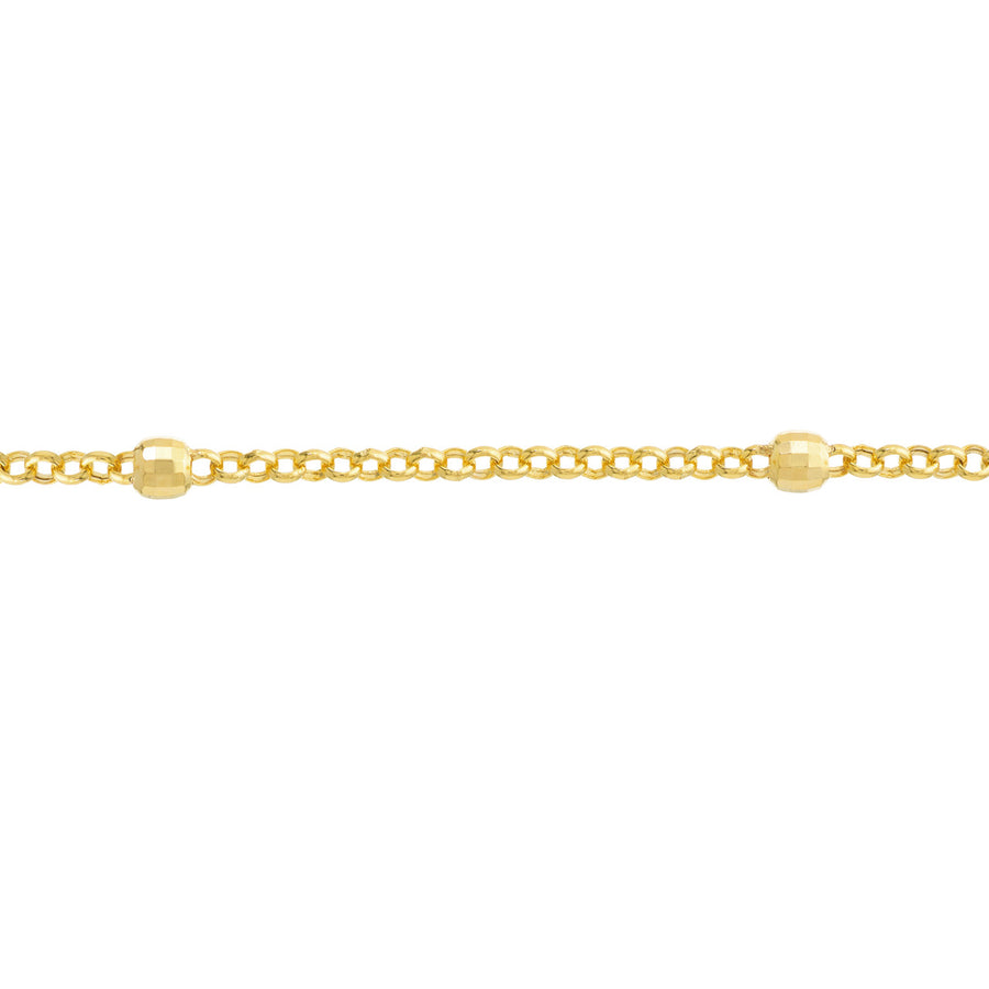 Real 14K Solid Gold Bead Station Bracelet
