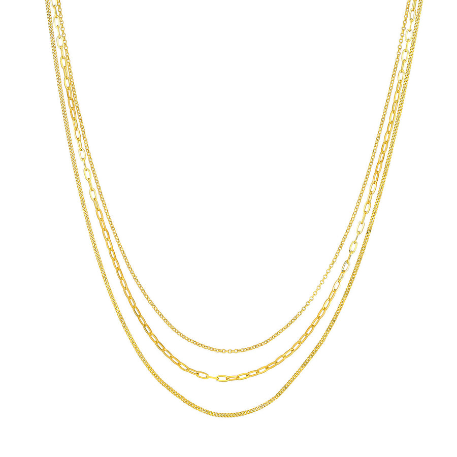 layered gold necklace 14k