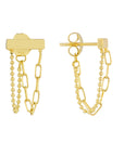 chain double stud earrings