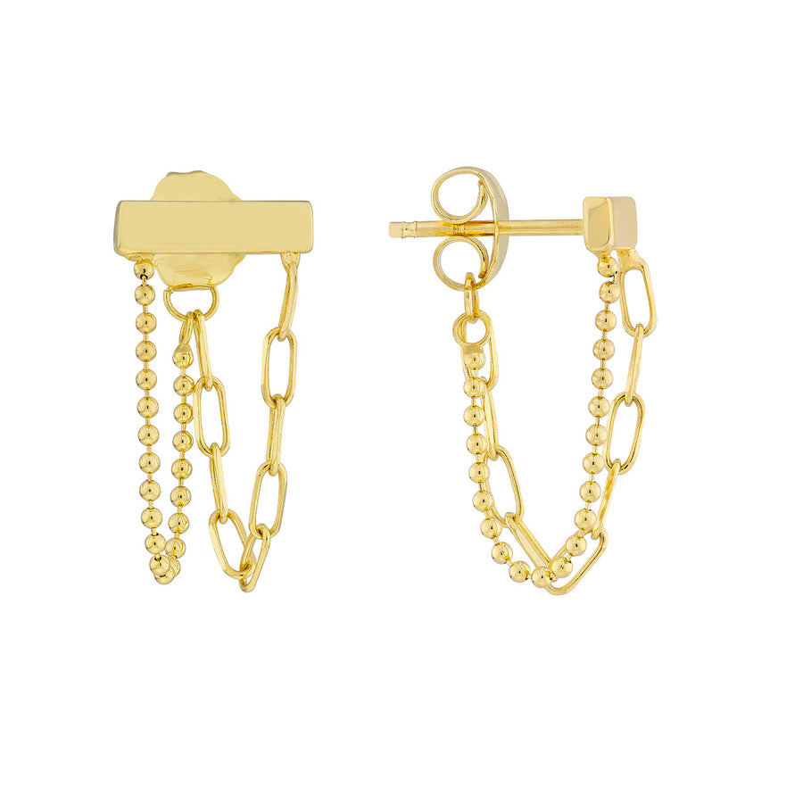 chain double stud earrings