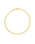 Real 14K Solid Gold Cuban Curb Chain Bracelet