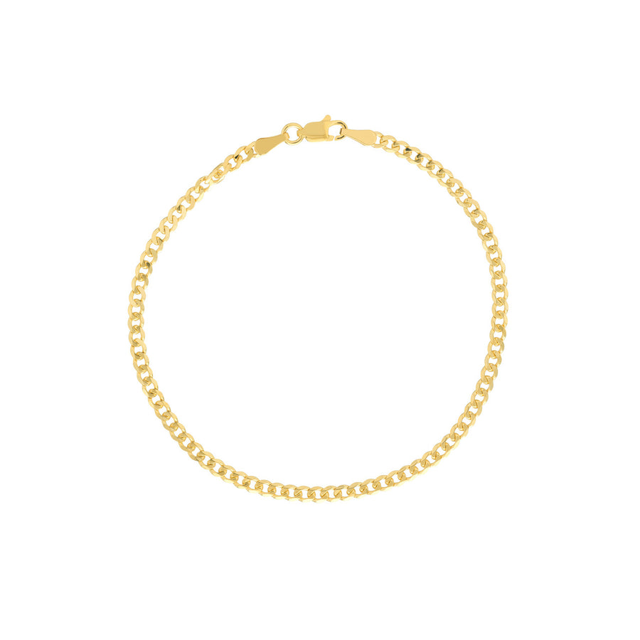 Real 14K Solid Gold Cuban Curb Chain Bracelet