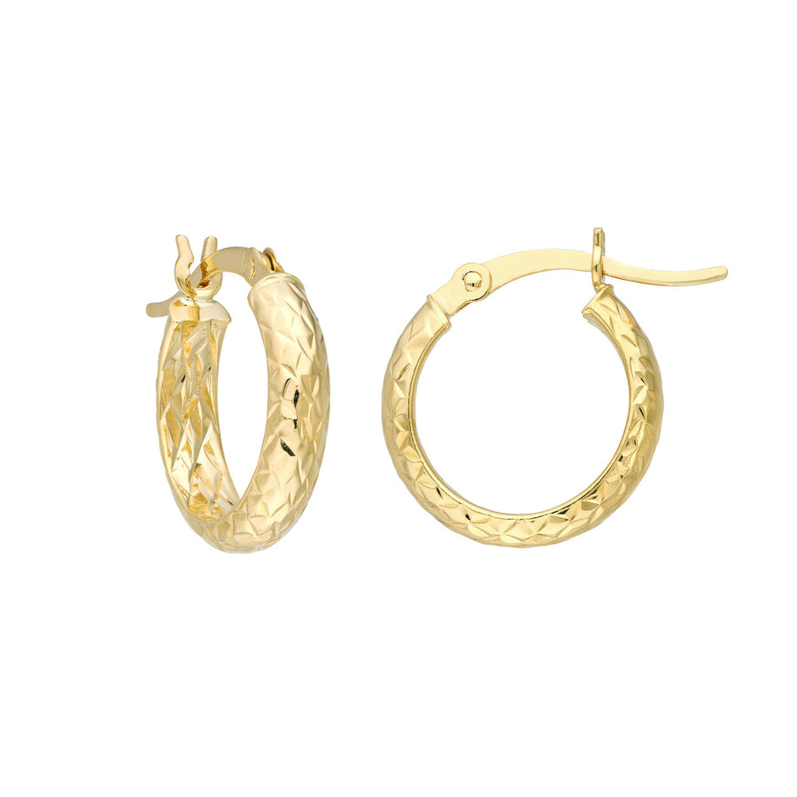 10K Real Gold Hammered Hoop Earrings