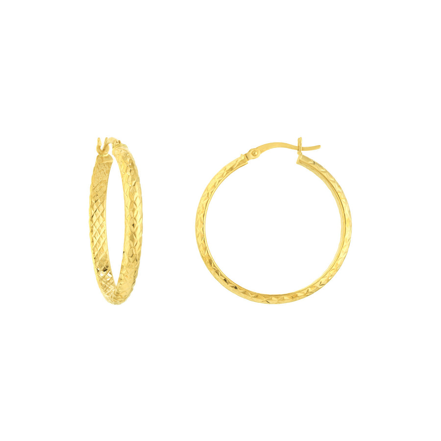 10K Real Gold Hammered Hoop Earrings