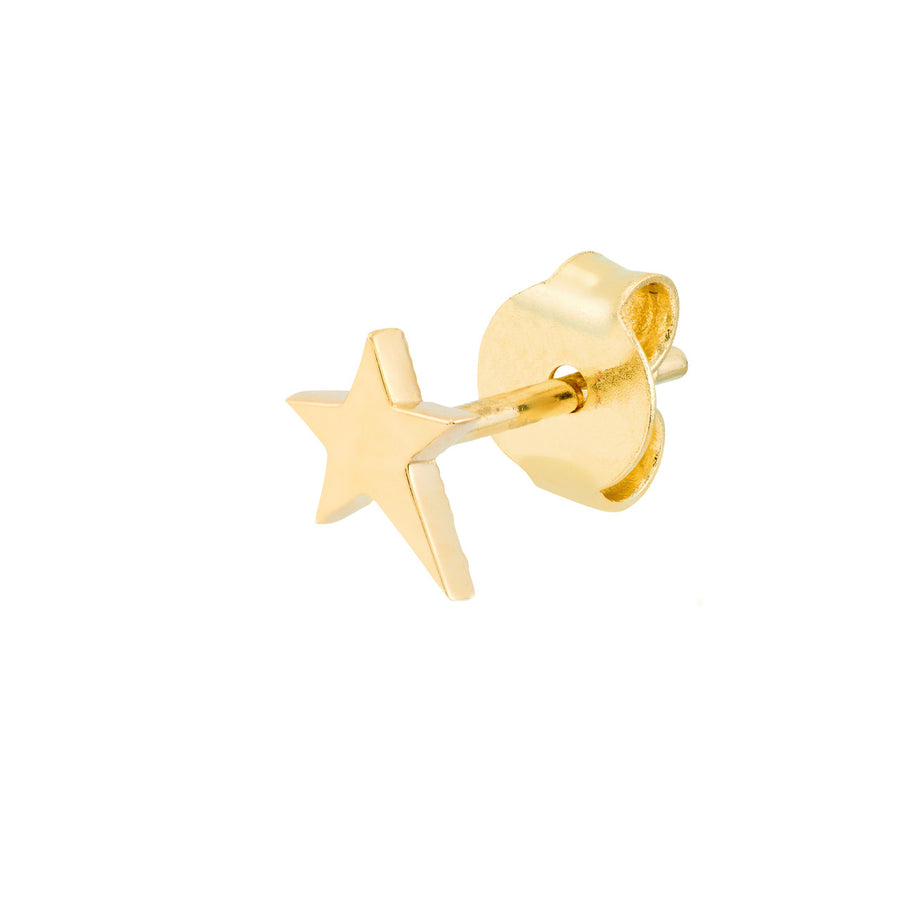 Real 14K Solid Gold Star Stud Earrings