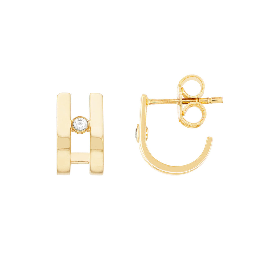 gold and diamond huggie earrings