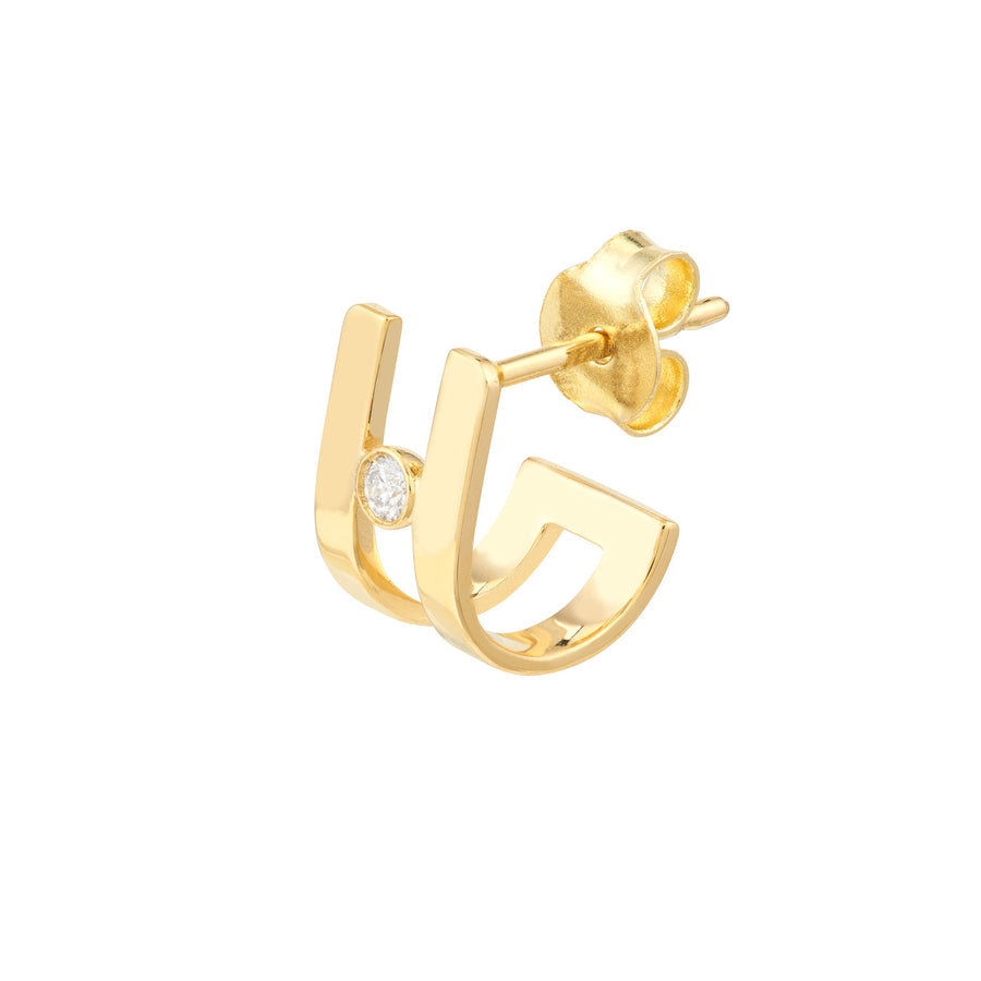 14k gold diamond huggie earrings