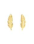gold feather stud earrings