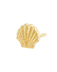 Real 14K Solid Gold Seashell Stud Earrings