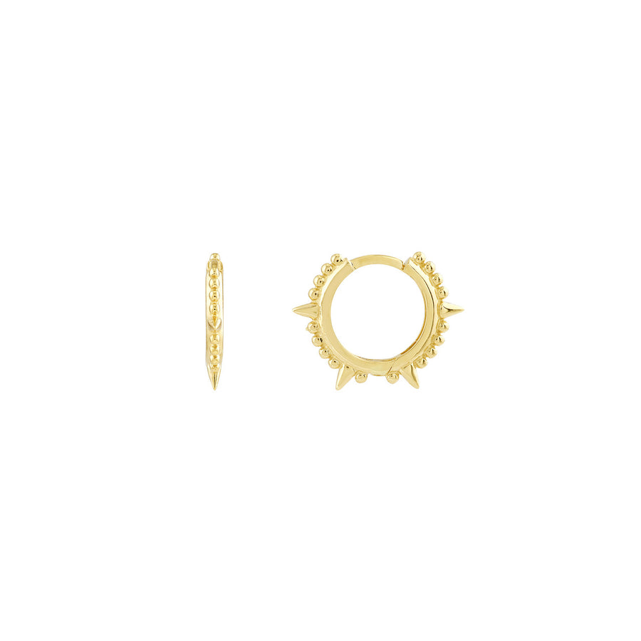 Real 14K Solid Gold Spike Huggie Earrings