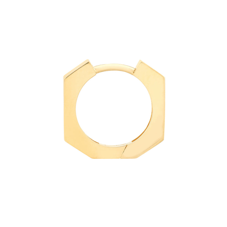 Real 14K Solid Gold Geometric Huggie Hoop Earrings