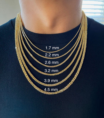 10K 14K Yellow Real Gold Square Wheat Chain Necklace