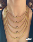 10K 14K Yellow Real Gold Square Wheat Chain Necklace