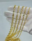 10K-14K Yellow Real Gold Diamond Cut Twisted Rope Chain Necklace