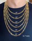 14K Real Gold Figaro Link Chain Necklace