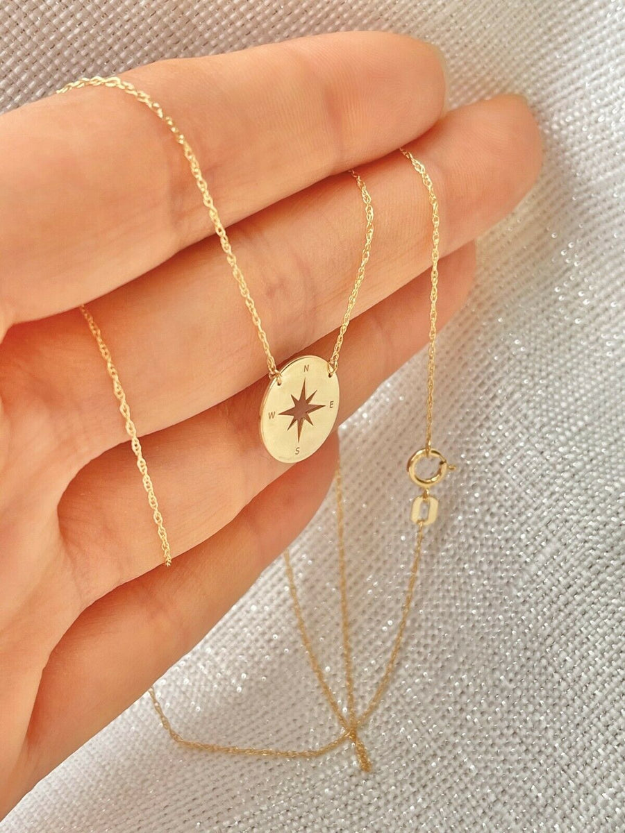 gold compass necklace women's